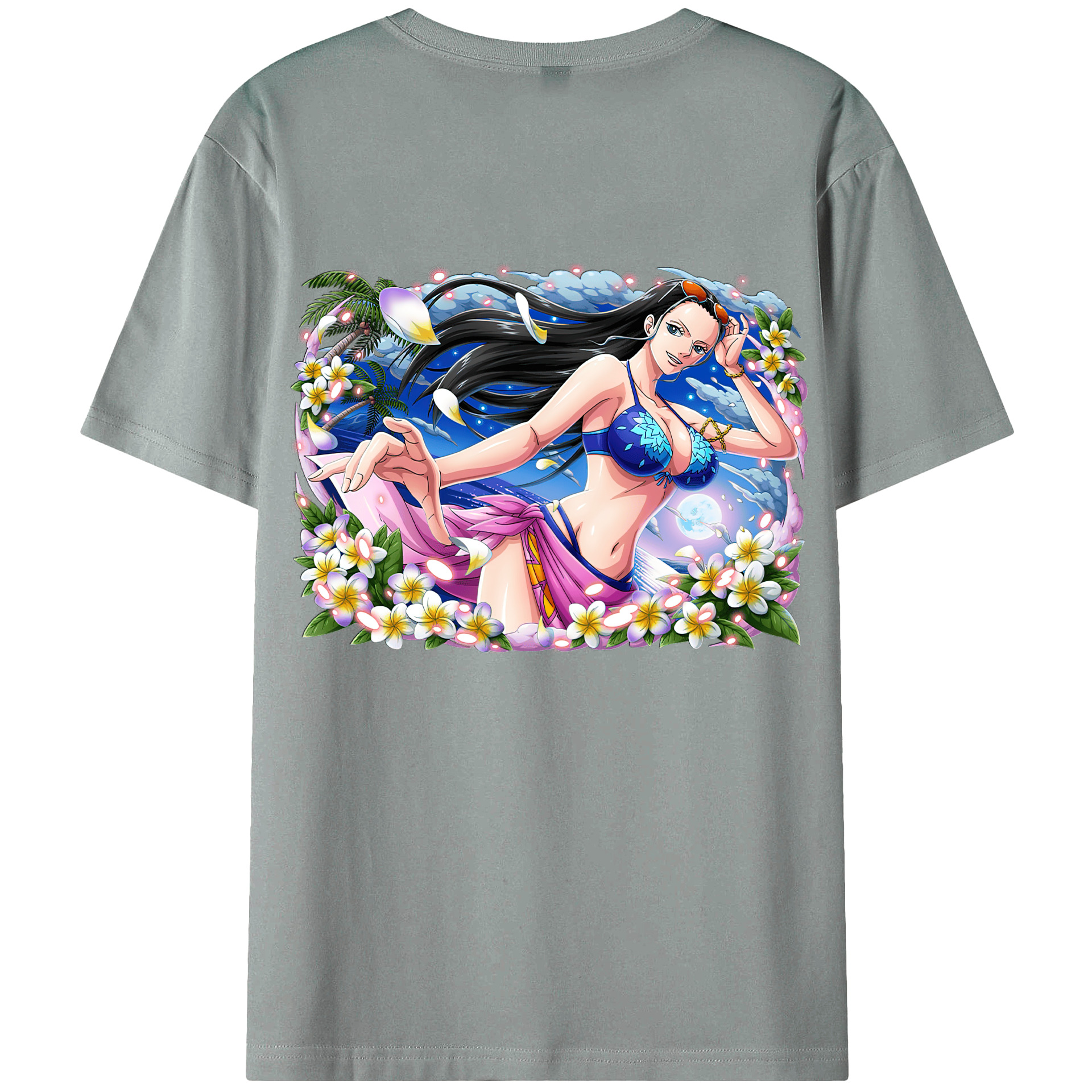 ワンピース ニコ・ロビン ONE PIECE Nico Robin 綿100％ メンズ半袖Tシャツ（バックプリント） 通気性